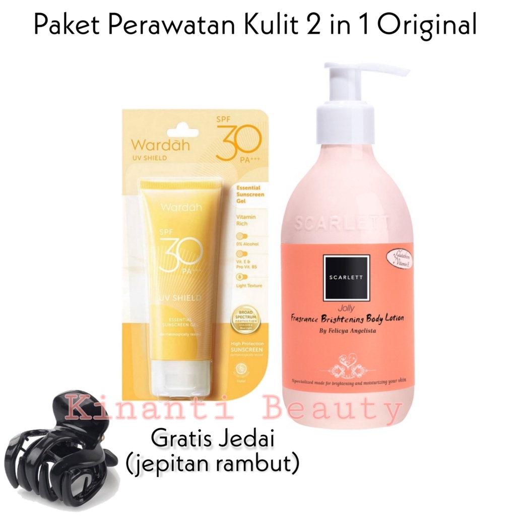 Paket Perawatan Kulit 2 in 1 - Sunscreen Wardah SPF 30 + Body Lotion Scarlett Whitening 300ml