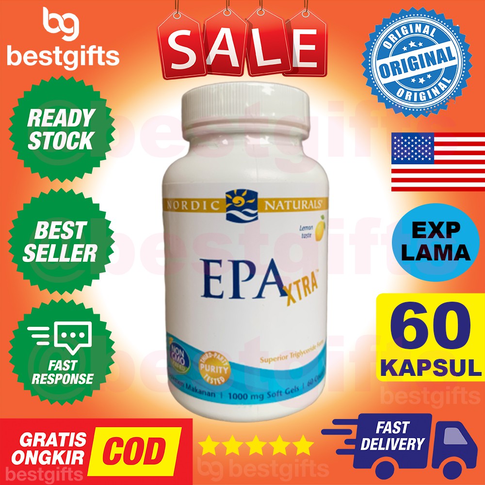 NORDIC NATURALS EPA XTRA 1000 MG RASA LEMON KOLESTEROL JANTUNG ANTI RADANG MINYAK IKAN DHA 60 KAPSUL