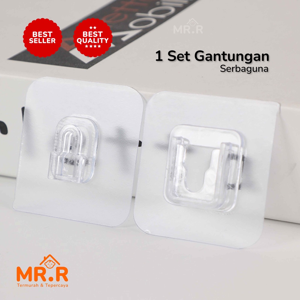 1 Set Perekat Gantungan Tempel Dinding Tembok Kuat Tanpa Paku Socket Hook Multifungsi Serbaguna