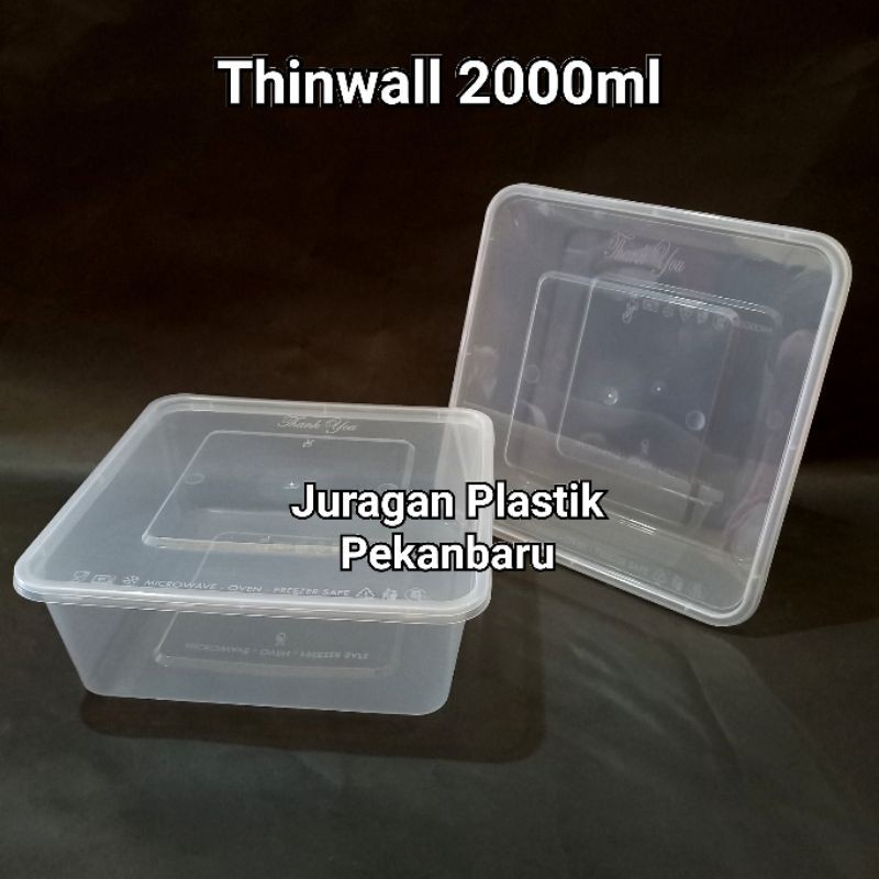 2000ml SQ Square Thinwall Kotak Makan Persegi / Food Container Plastik 2 Liter 2000 ml