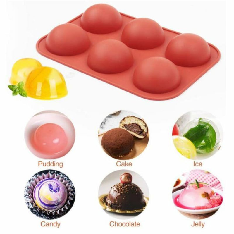 Cetakan Kue Cetakan Donat Silicone 6 Lubang Baking Mold Dome 6 Lubang Cetakan Coklat BPA Free