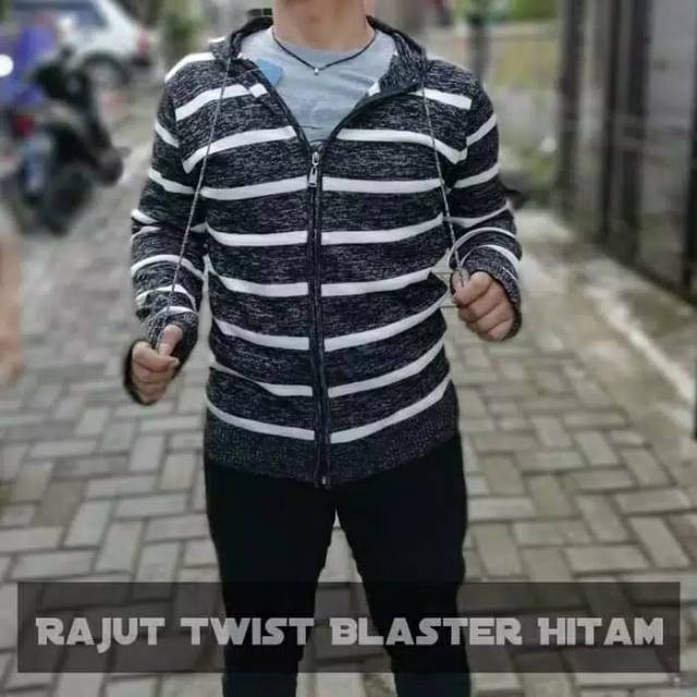 Jaket pria rajut salur tuwton