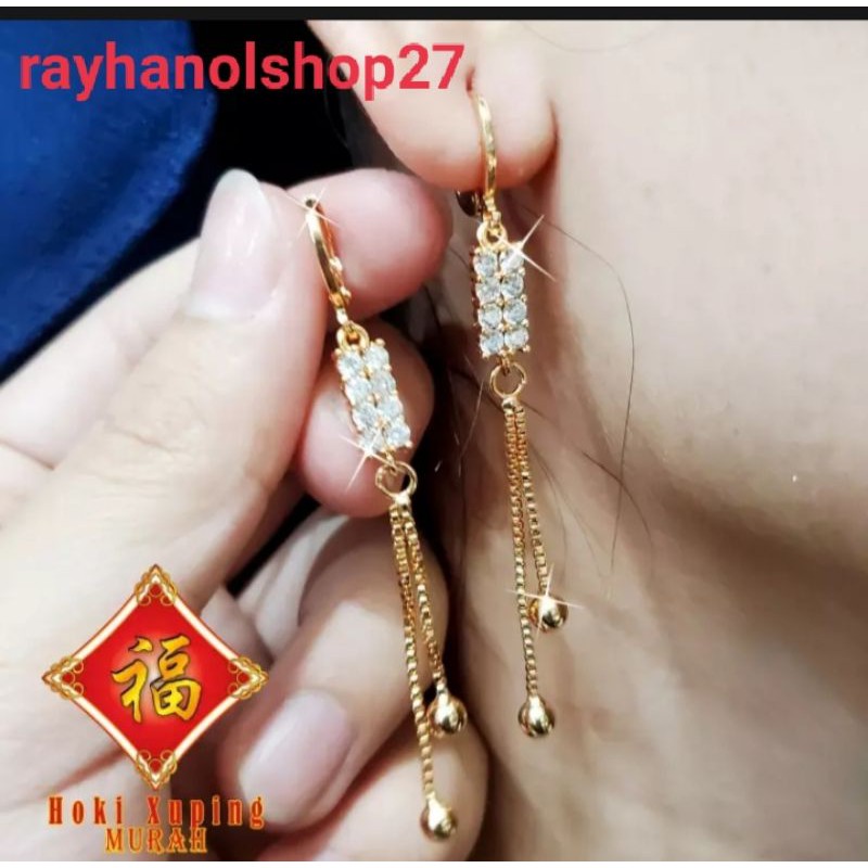 xuping Anting Jurai wanita motif permata pilihan model lapis emas 23k