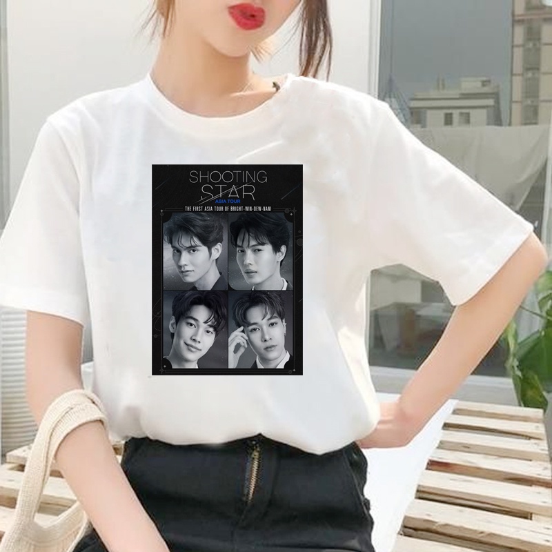 Baju Kaos Shooting Star F4 Thailand Bright Vachirawit Win Mentawin Wanita Cewek Jumbo Lengan Pendek