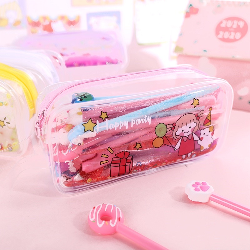 

TEMPAT PENSIL TRANSPARANT AIR GLITTER BLING BLING TEMPAT MAKE UP GLITTER POUCH MAKE UP TEPAK