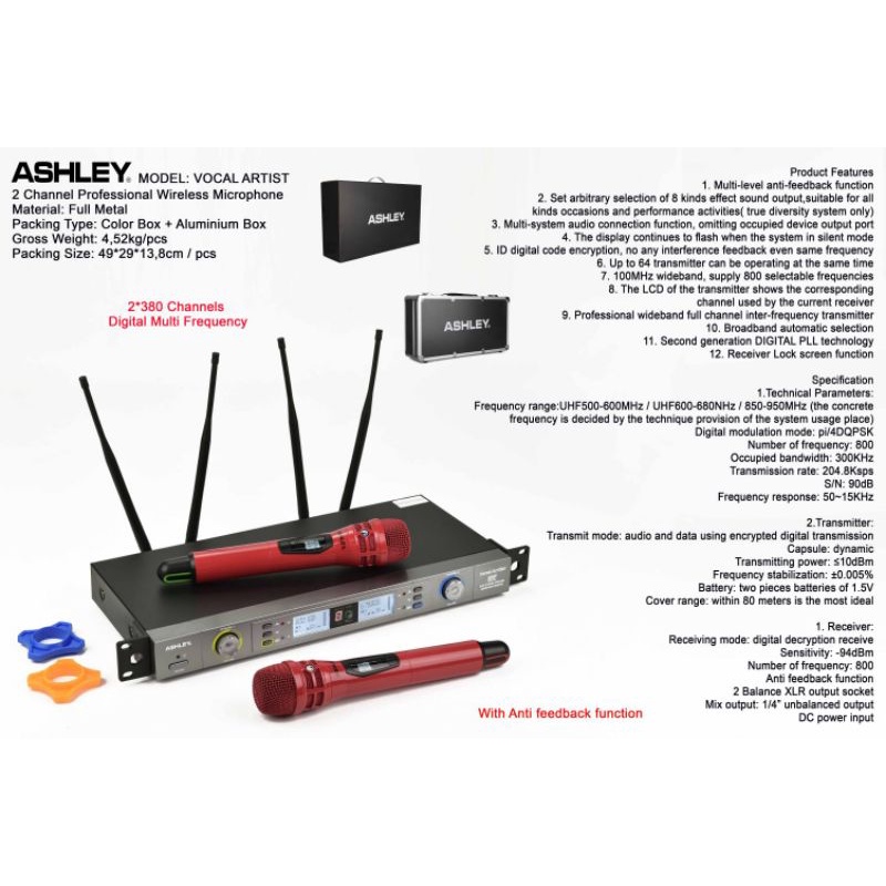 Mic Microphone Wireless ASHLEY Vocal Artist TERBAIK