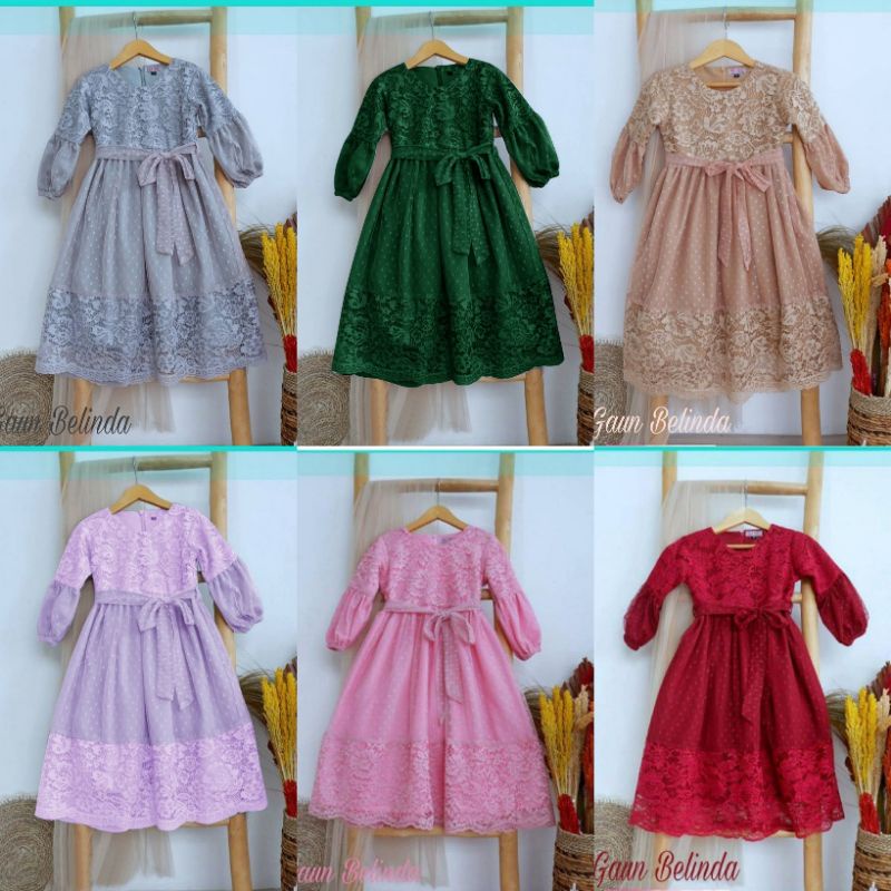 dress Belinda kids / dres brokat anak perempuan / gaun kondangan / gaun pesta / gamis brokat anak pe