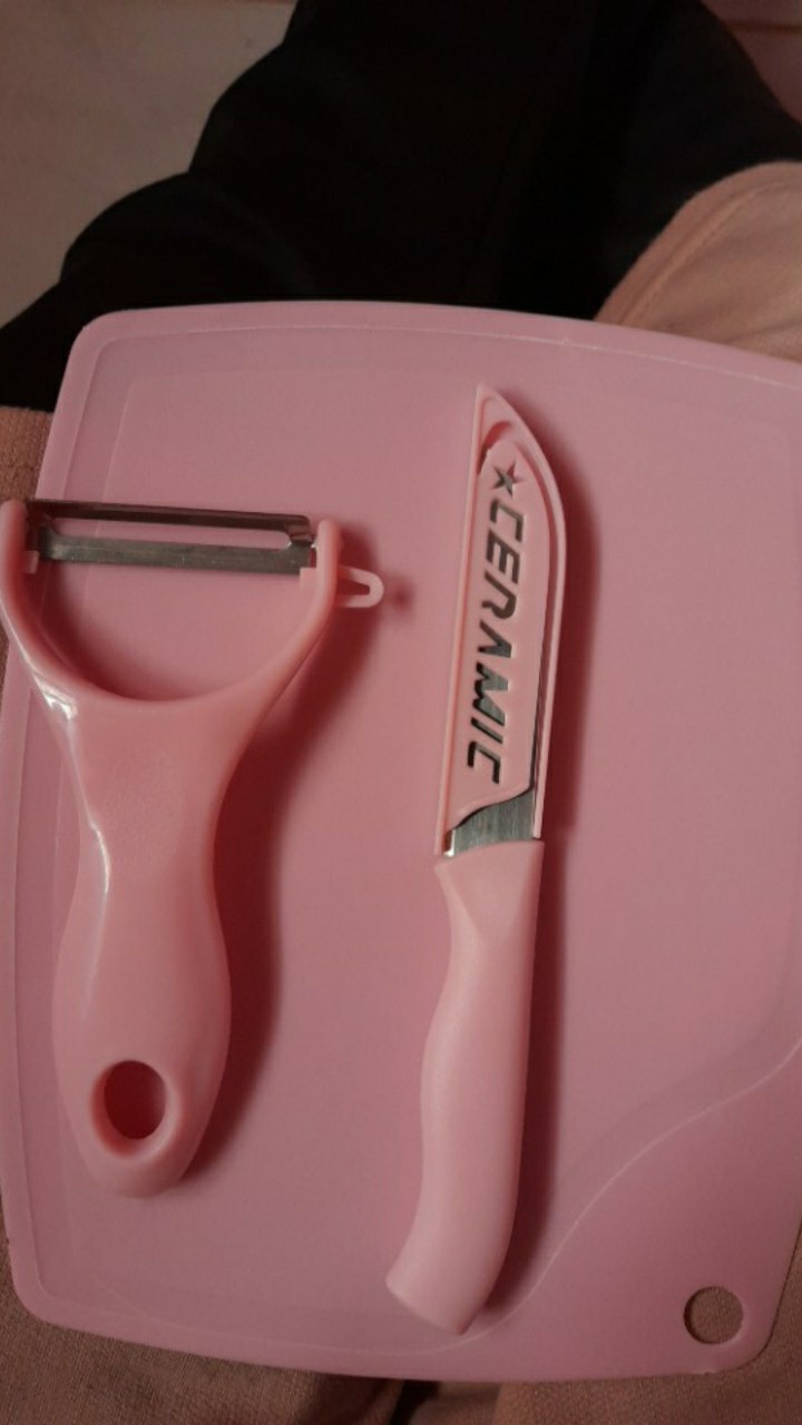 Pisau Set Keramik / 3 In 1 Pisau Set Talenan / Serutan Buah / Alat Set Dapur / Vs