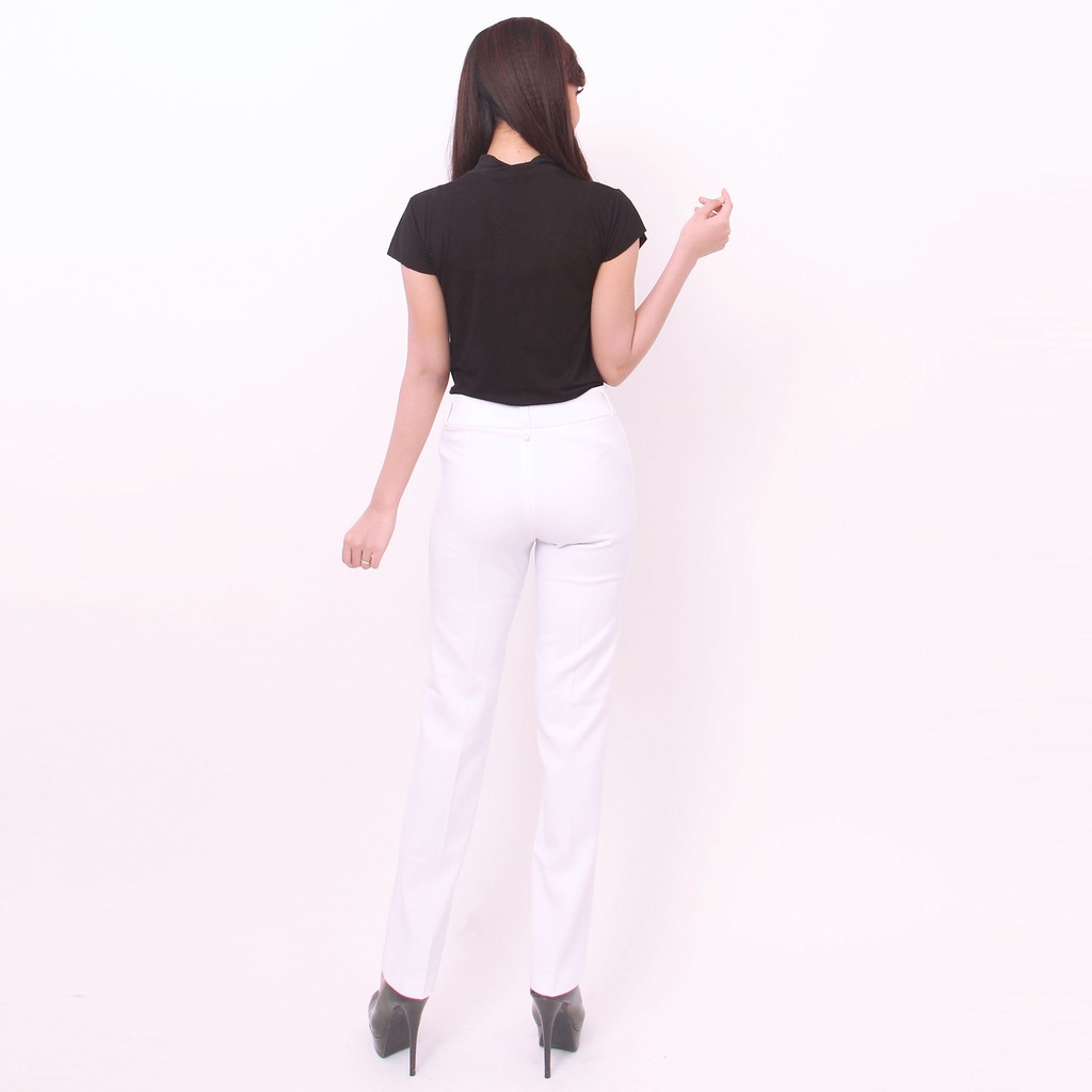 Lovely Snow White Plain Chinos Pants Celana Kerja Wanita  Stretch Putih / White