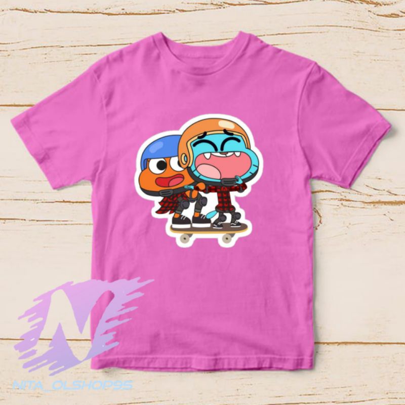 baju kaos anak gumball dan Darwin series tv