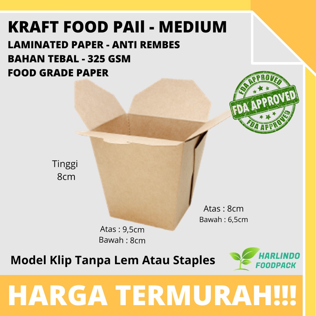 

FOOD PAIL RICE BOX KOTAK NASI - LAMINATED KRAFT PAPER COKLAT MEDIUM