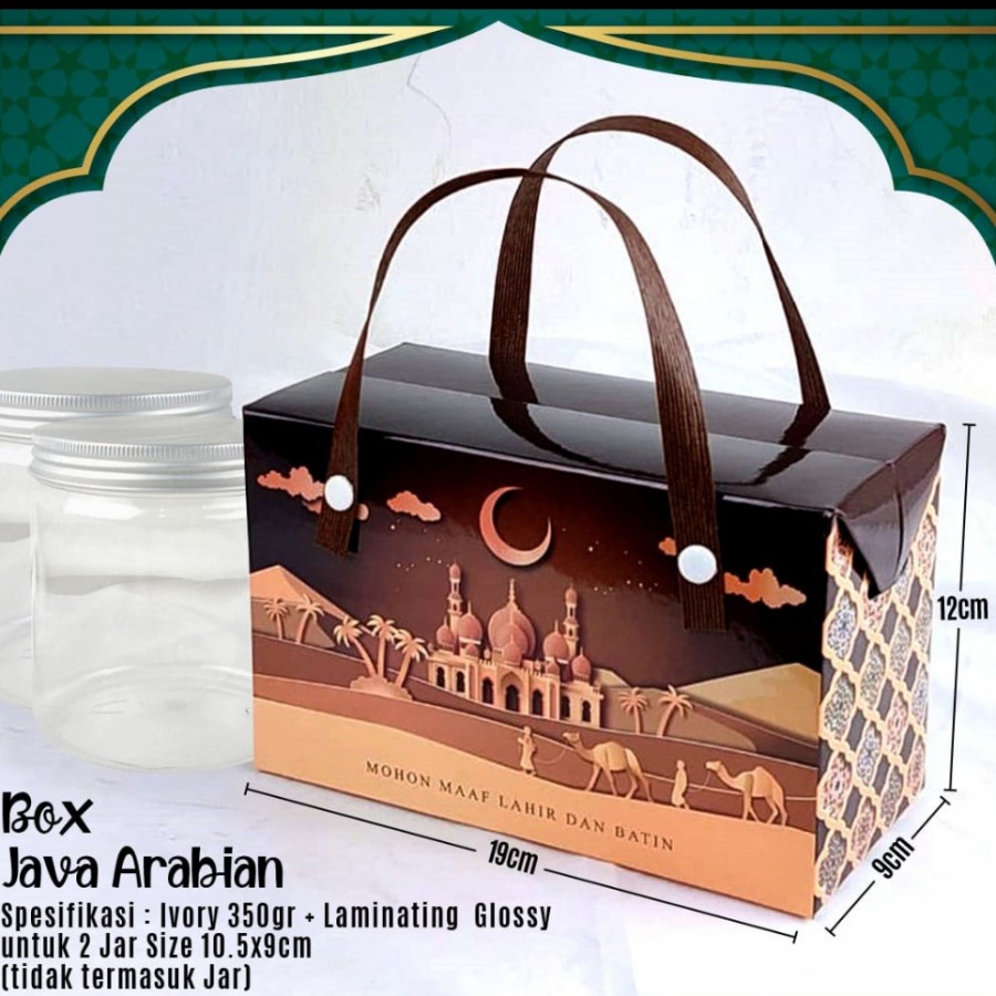 

Kotak Kardus Box Lebaran Idul Fitri Cookies Muat 2 toples Jar 600ml 5pcs