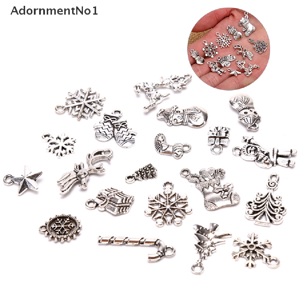 (AdornmentNo1) 19pcs / Set Liontin Silver Tibet Motif Natal Untuk Aksesoris Perhiasan Charms