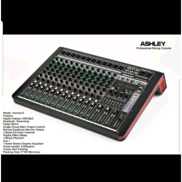 MIXER AUDIO ASHLEY VERONA12/VERONA 12 12CH USB-BLUETOOTH-RECORDING GARANSI NEW