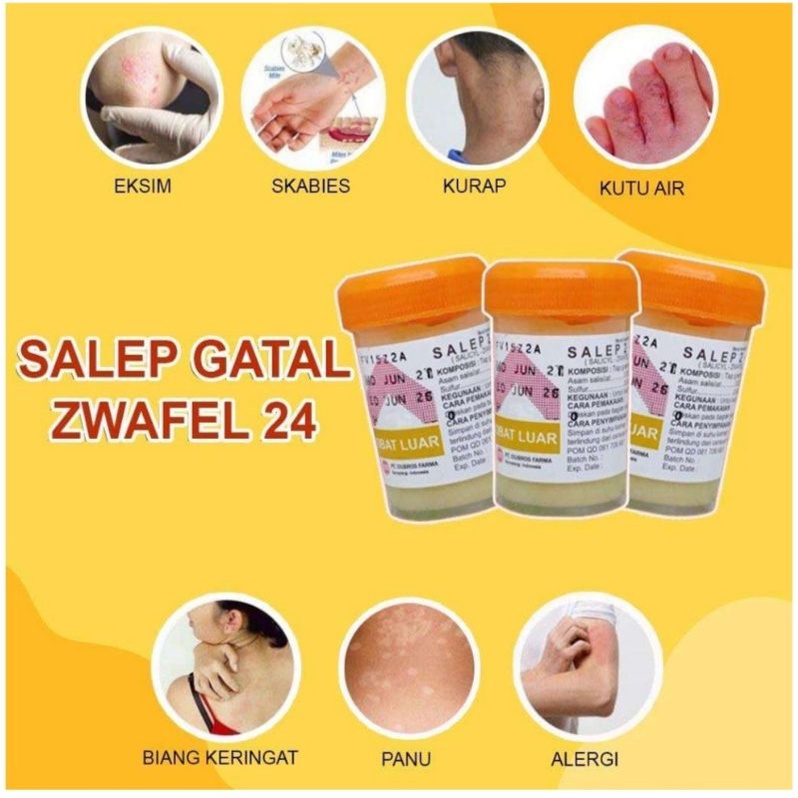 Salep Gatal Zwafel 24 Asli Original 100% | Obat Saleb Gatel Panu Kadas Kurap Kutu Air Eksim Scabies Selangkangan