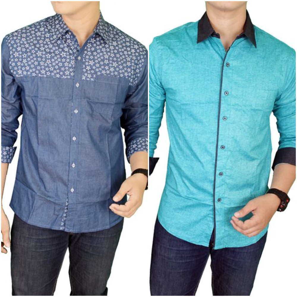 Kemeja Casual Pria Lengan Panjang - Slim Fit / Premium Quality (COMB)