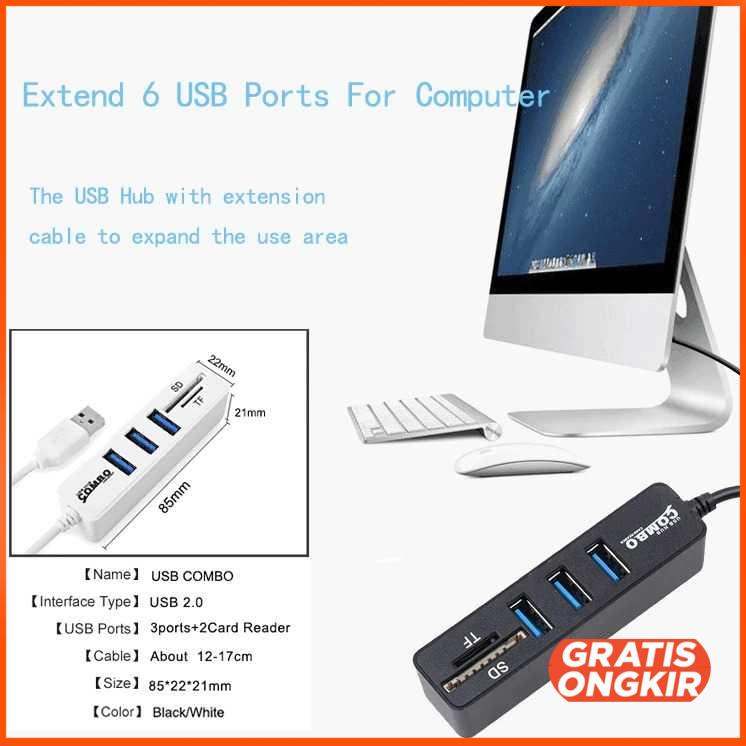 Portable USB Hub 3 Port with Card Reader - MUP256