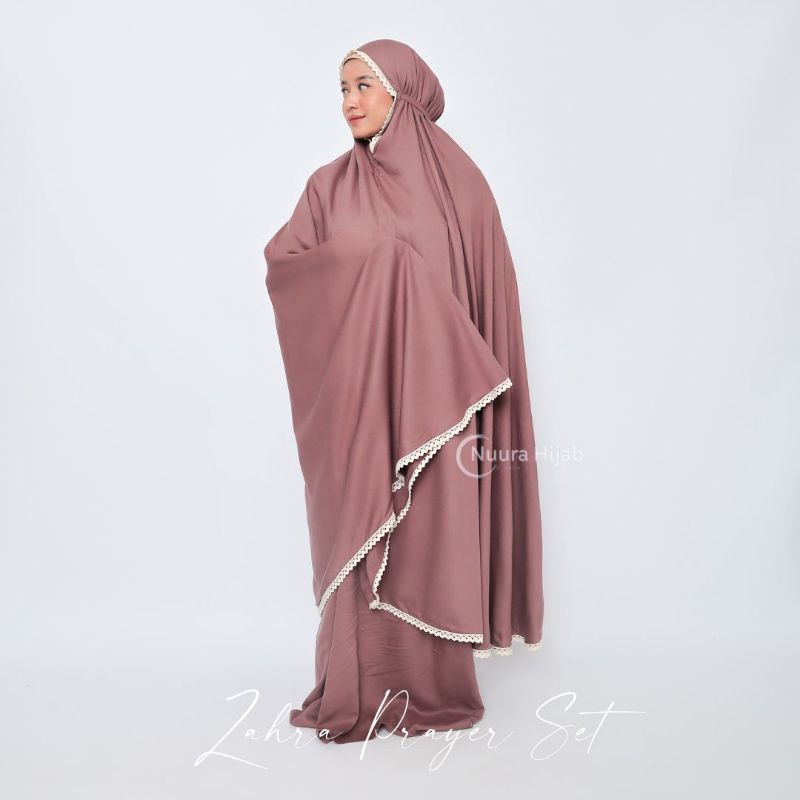 ZAHRA PRAYER SET BY NUURA HIJAB MUKENA RAYON MEGA TWILL POLOS LIST RENDA MUKENA COUPLE RAYON POLOS S