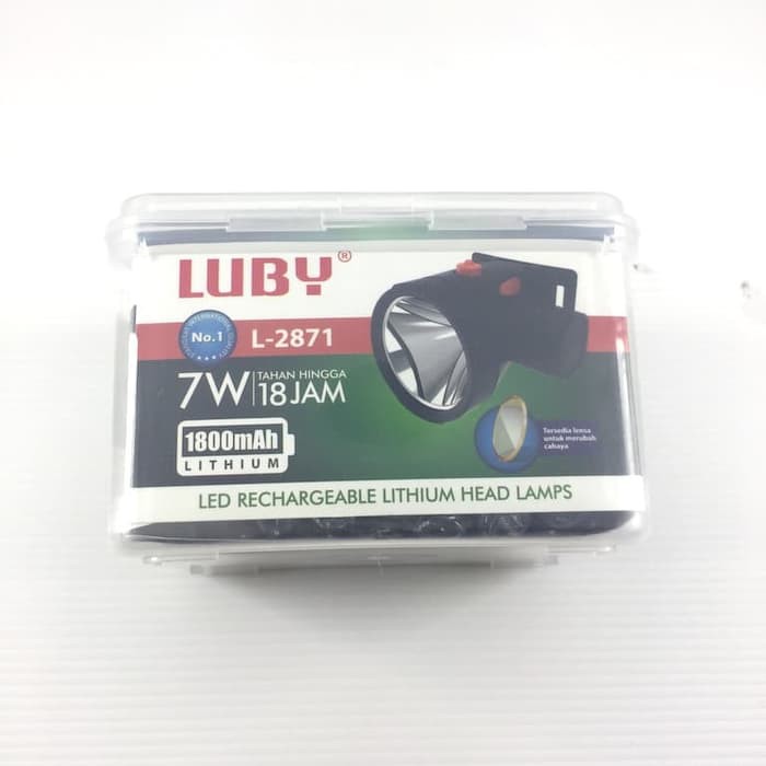 SENTER KEPALA LUBY 7W L-2871 NYALA  PUTIH KUNING CAS HEAD LAMP 18JAM BATERAI LITHIUM BELOR BERBURU