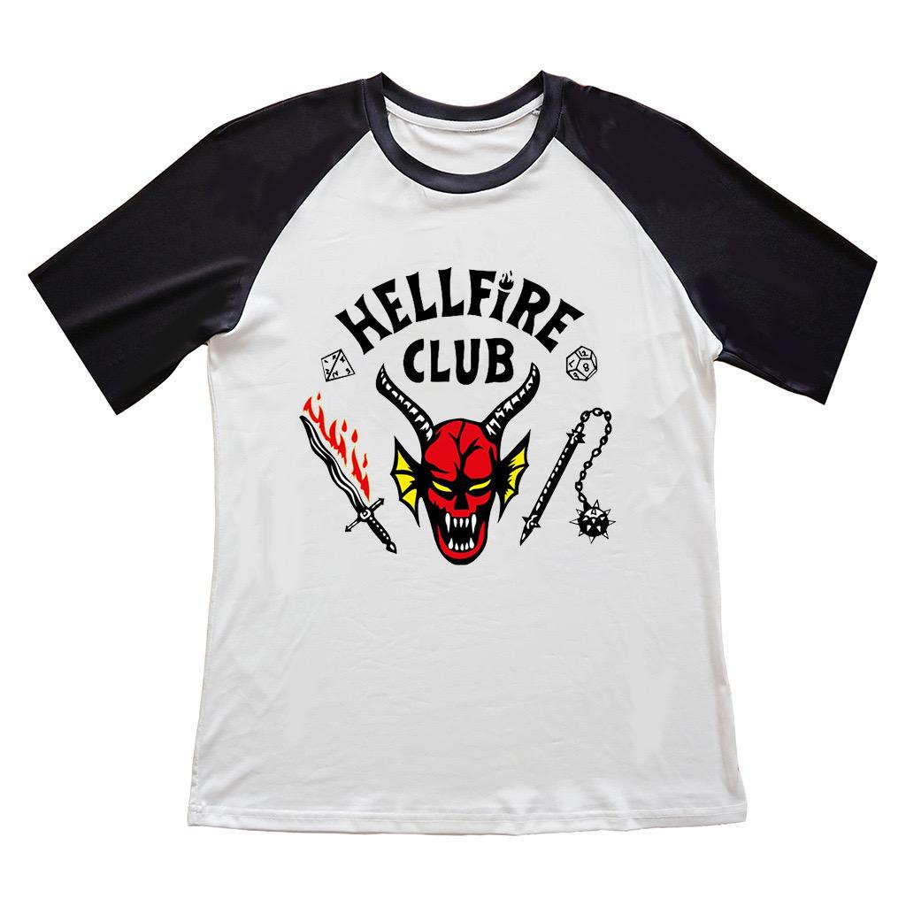 [littlecrab] Kaos Oversize Hellfire Club Unik Trending Evil Hitam Putih T-shirt Unisex Couple Black Magic Baju Unik Stranger Things