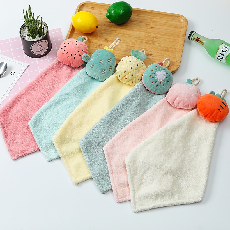 Handuk Tangan Lap Tangan Gantung Dekorasi Wastafel Dapur Kamar Mandi Model Buah Strawberry Nanas Kartun Hewan Lucu Pinguin Koala Domba Untuk Anak Cepat Serap / Kering Quick Drying Hand Towel Halus Lembut Bahan Chenille Coral Fleece / Velvet