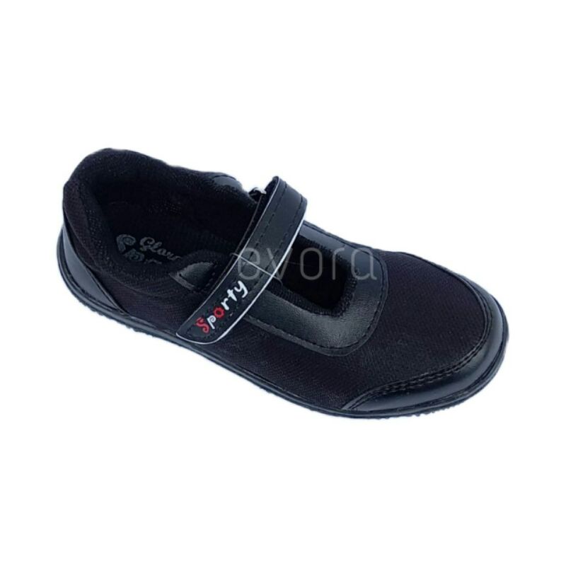 sepatu anak sekolah hitam polos SD TK // sepatu sekolah sporty hitam polos