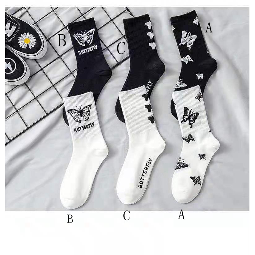 Kaos kaki Wanita kaus kaki katun kasual Socks Perahu kupu-kupu kaus kaki gadis bermotif lucu D50-1