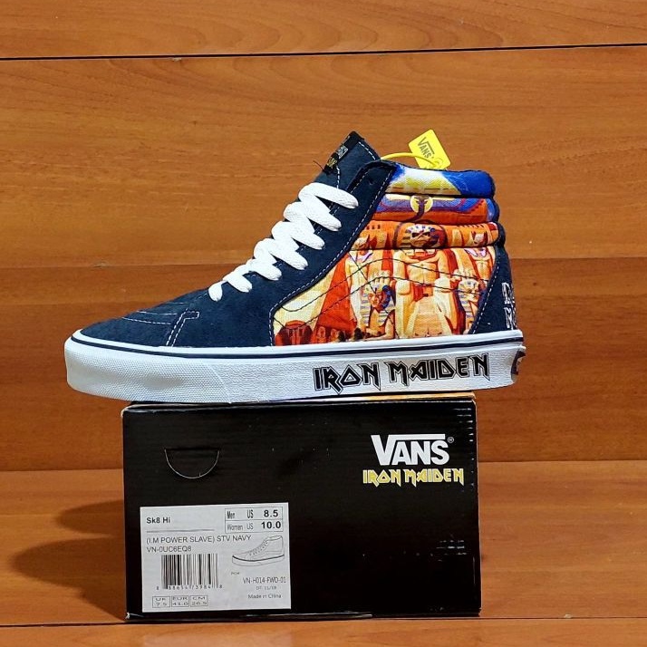 Sepatu pria Vans Sk8 High Iron Maiden Power slave Blue Navy Sneakers Premium Import