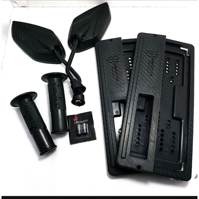 PAKET MURAH plat carbon grip daytona tutup pentil  spion carbon yamaha jupiter mx soul gt aerox