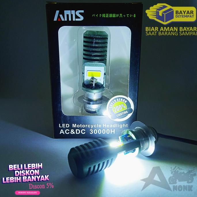 LAMPU LED MOTOR BEAT/LAMPU LED UTAMA H6 AMS SINAR PUTIH AC DAN DC