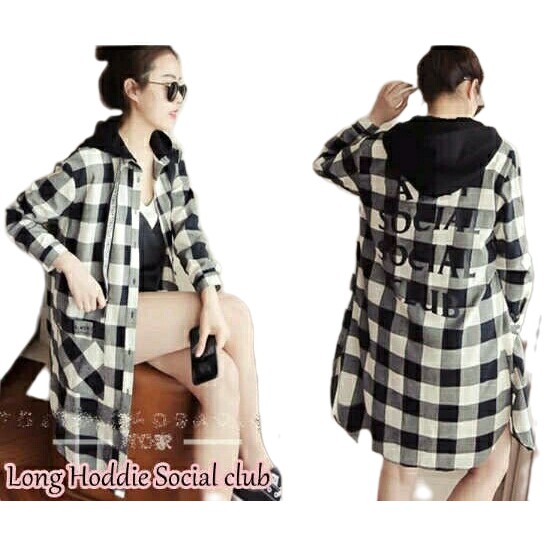 TFI - NR CIALSO - LONG HOODIE WANITA / OUTER / HOODIE TUNIK WANITA / HOODIE WANITA MOTIF KOTAK