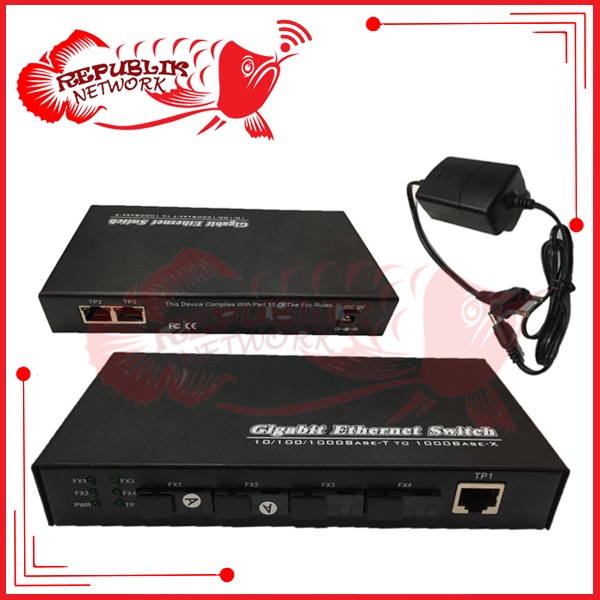 Media Converter Ethernet Fiber Switch FO 4 SC 3 LAN Gigabit