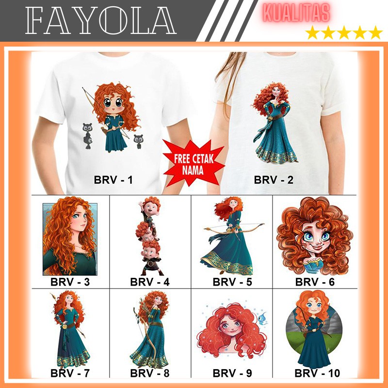 Kaos Princess Brave Anak dan Dewasa Baju Couple Ibu dan Dewasa Motif Princess Brave