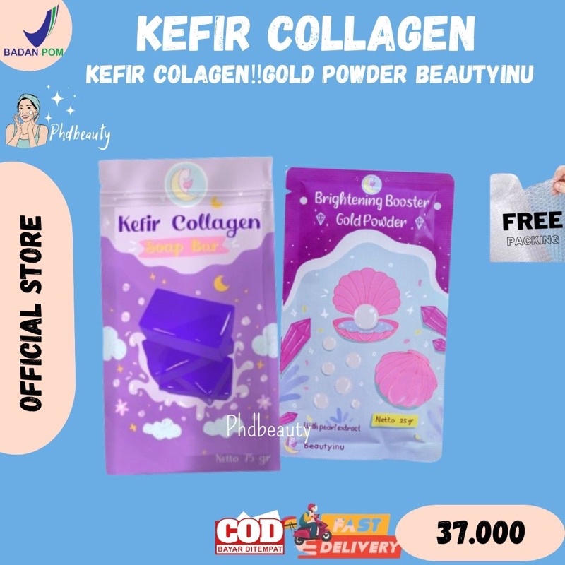 SIAP KIRIM‼️SABUN KEFIR COLLAGEN Sabun Kefir Collagen BEAUTYINU &amp; Brightening Booster Gold Powder Pemutih Badan BPOM 75 Gram ORI gluta collagen soap whitediary seputihitu