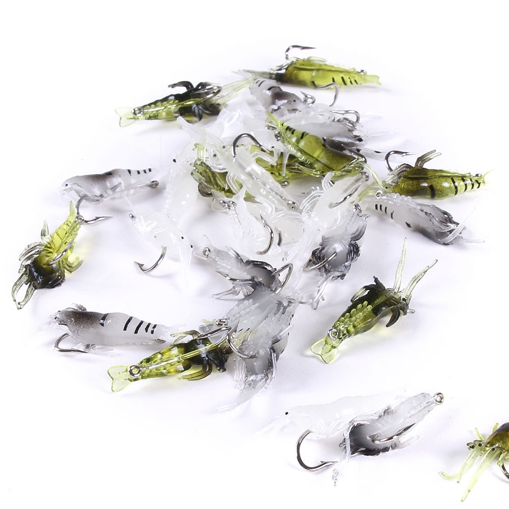 HENGJIA 5Pcs/Bag Luminous Soft Shrimp Umpan Pancing Swimbait 4cm 1.5g udang Fishing Lure Ikan Bass Bait Kail Minnow Tackle