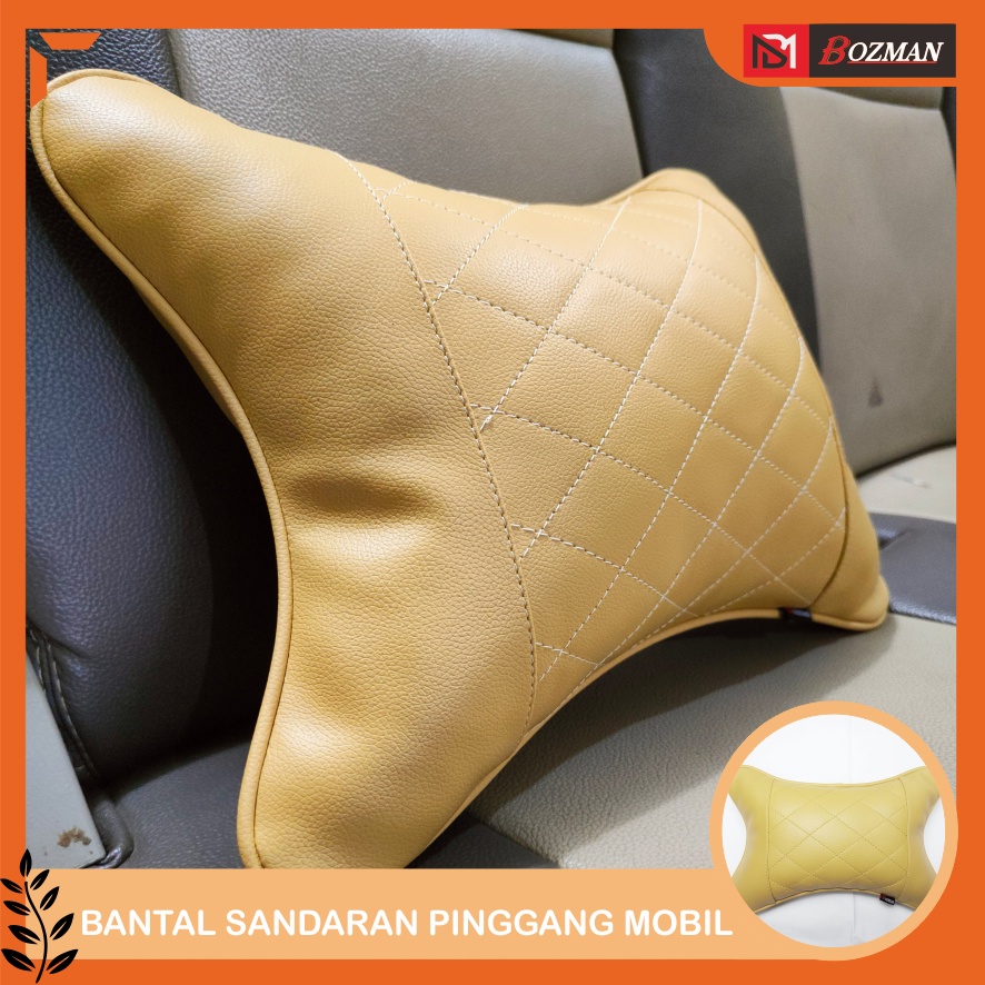 Bantal Pinggang Mobil Kulit Sintesis Pu Leather/Headrest Mobil Premium