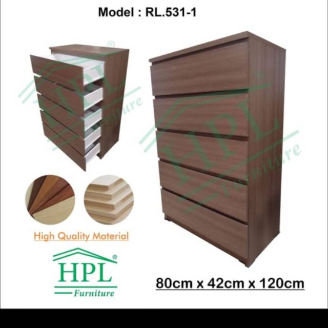 RAK SERBAGUNA 5 SUSUN LACI HPL coklat