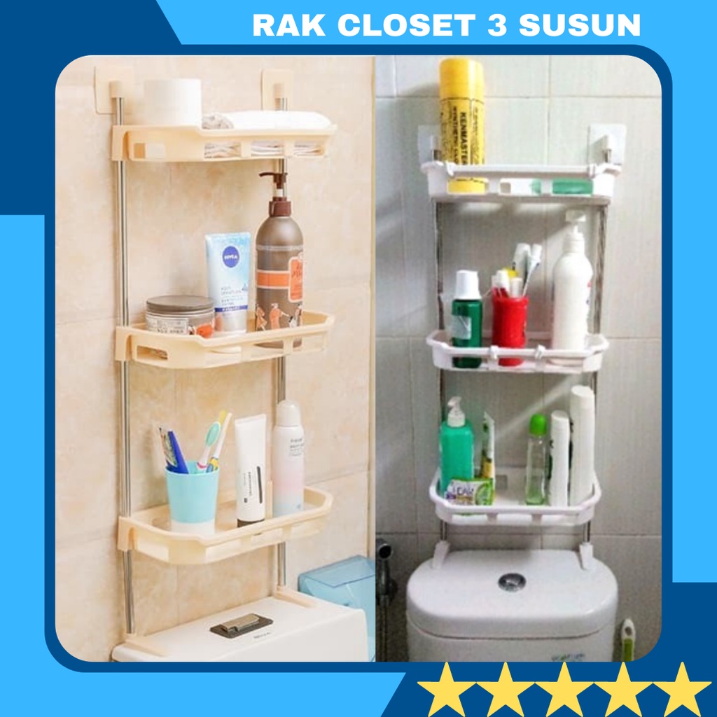 Rak Toilet 3 Susun Rak Closet Sabun Organizer Kamar Mandi Plastik