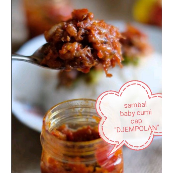 

sambal baby cumi cap DJEMPOLAN halal pedas gurih nikmat sambel babycumi pedes Bebi sotong Chili botol