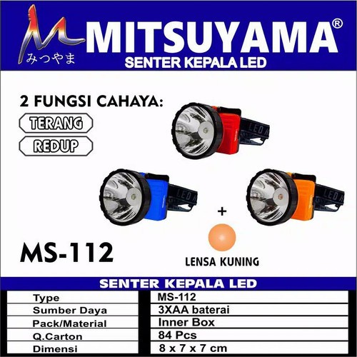 COD SENTER KEPALA MITSUYAMA MS-112 Headlight Senter Kepala Led Mitsuyama Ms-112 Headlamp Ms-112