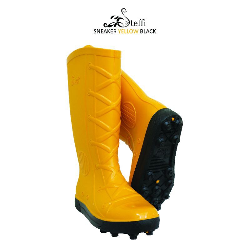 SNEAKER 26&27(41-44) | Steffi Boots SEPATU BOOT PROYEK PVC kebun tinggi lentur dewasa pool pole duri-Kuning