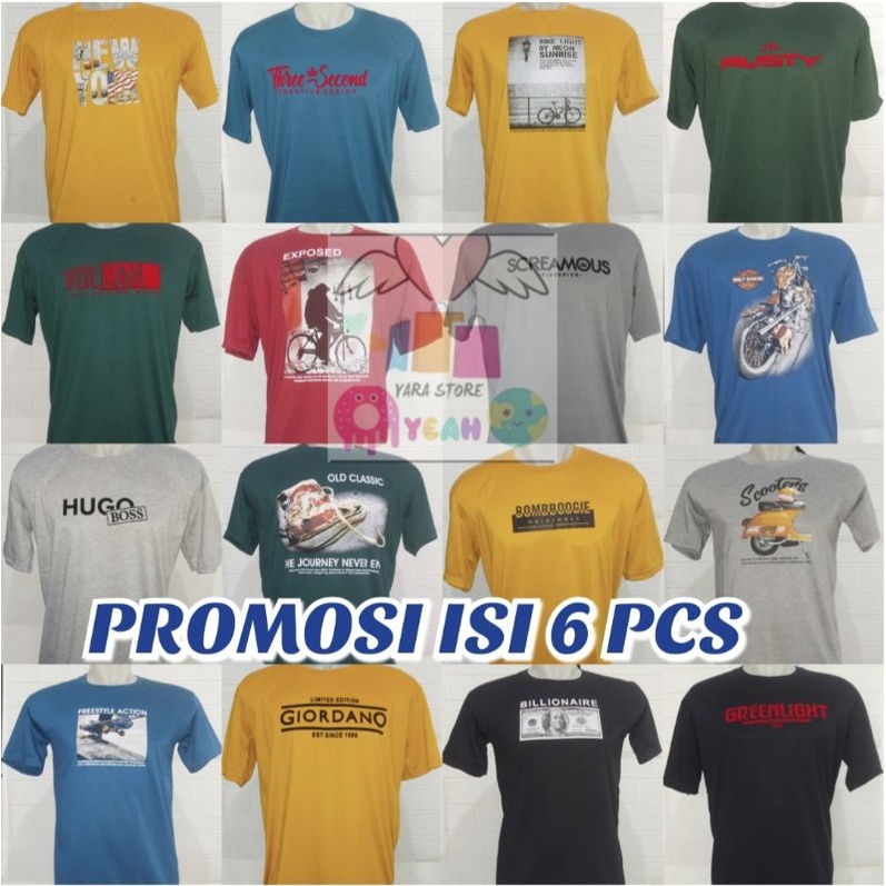 PROMOSI ISI 6 PCS KAOS DEWASA TERBARU UKURAN M L XL DAN XXL KAOS MOTIF DISTRO / KAOS PRIA/WANITA / TERBARU RANDOM / BISA BAYAR DI TEMPAT