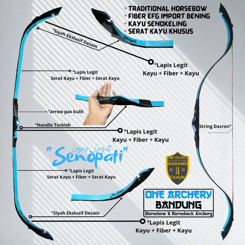 BUSUR PANAH BENDING TURKISH SENOPATI FULL FIBER EFG LAPIS LEGIT MF VEENER SERAT KAYU HORSEBOW - BERK