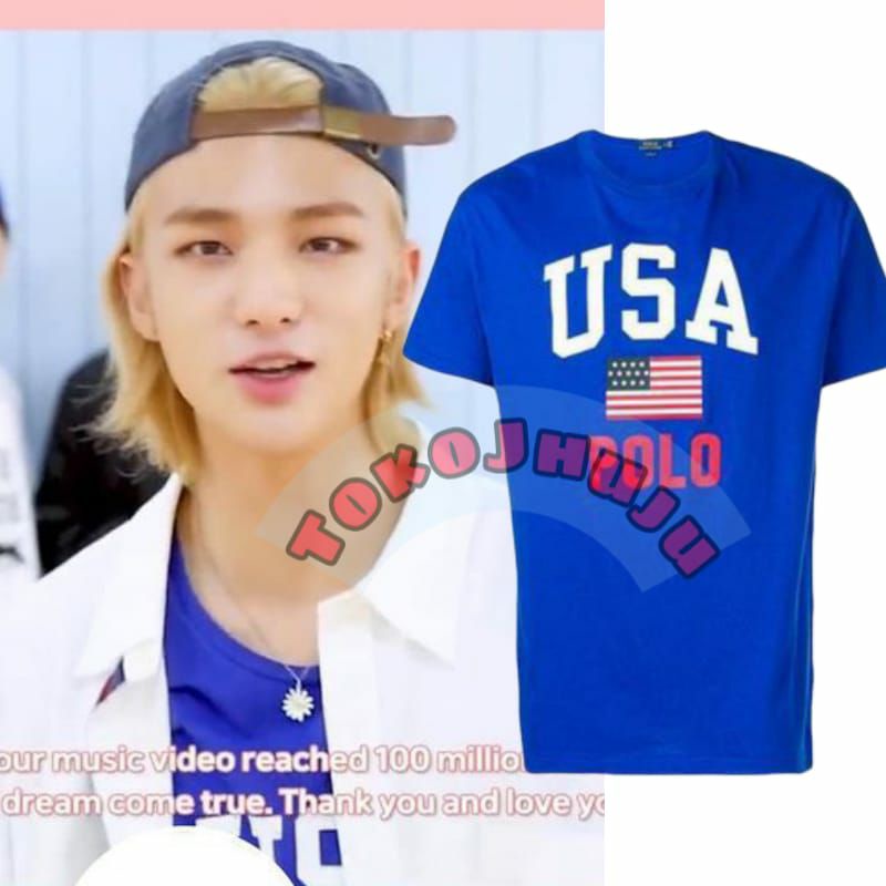 Baju Kaos Stray Kids Hyunjin style USA FLAG print dtf