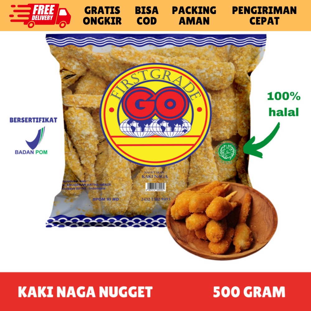 [FROZEN FOOD GO] NUGGET KAKI NAGA ISI 24=BESAR / 32=KECIL (500GR) NAGET BENTO FROZEN BPOM HALAL