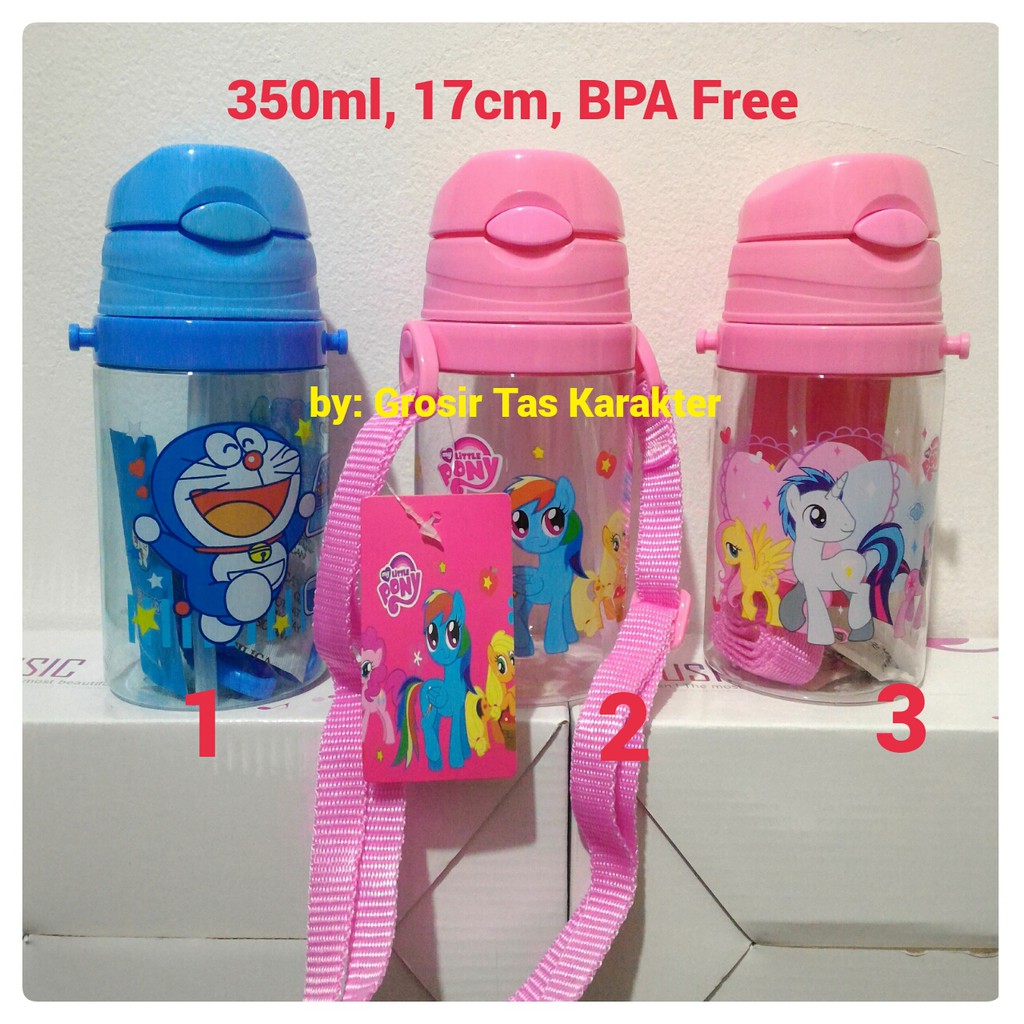 Botol Minum Anak Karakter Little Pony Doraemon 350ml 