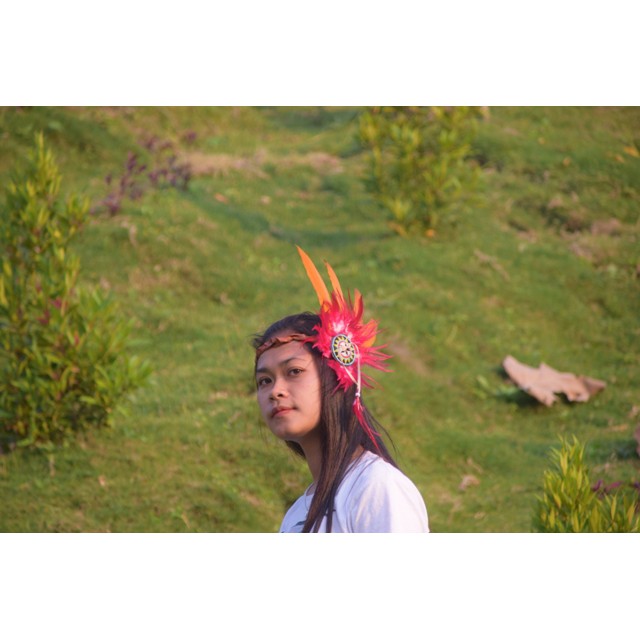 TOPI INDIAN-INDIAN HEADDRESS BANDO BULU ANGSA ORANGE