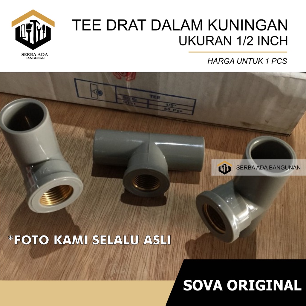 Tee pvc drat dalam kuningan 1/2 inch / kualitas bagus murah pralon