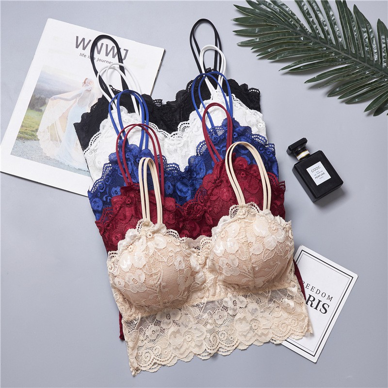 Bra Sexy Busa Bustier Bahan Lace Yoga Olahraga Fitness BH A158