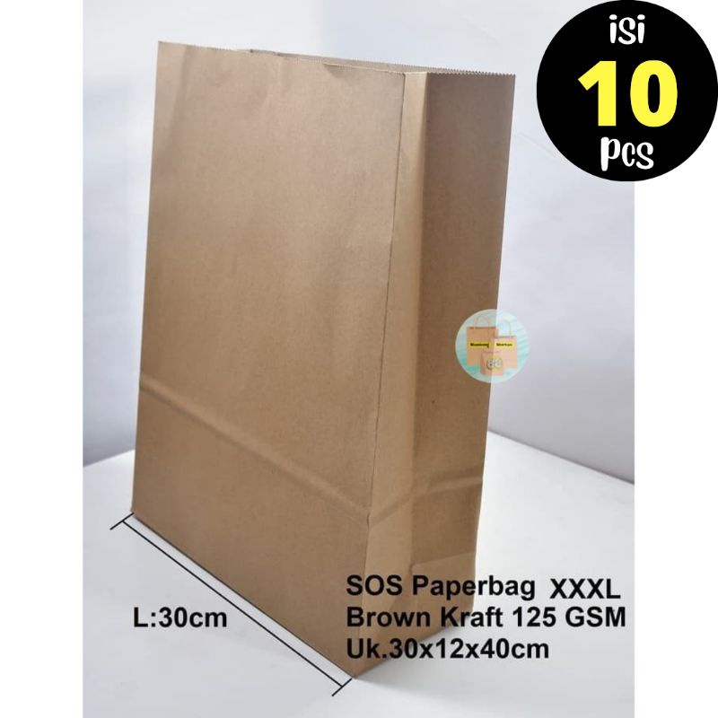 

Kantong Kertas Coklat XXXL 30x12x40 cm (isi 10 pcs)